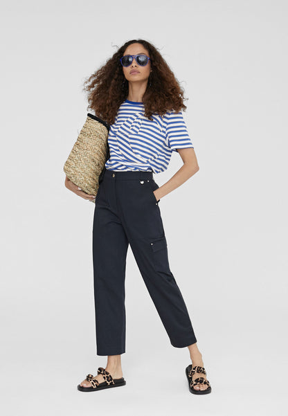 LS2415034-Blue-White-Striped T-shirt with LC positioning