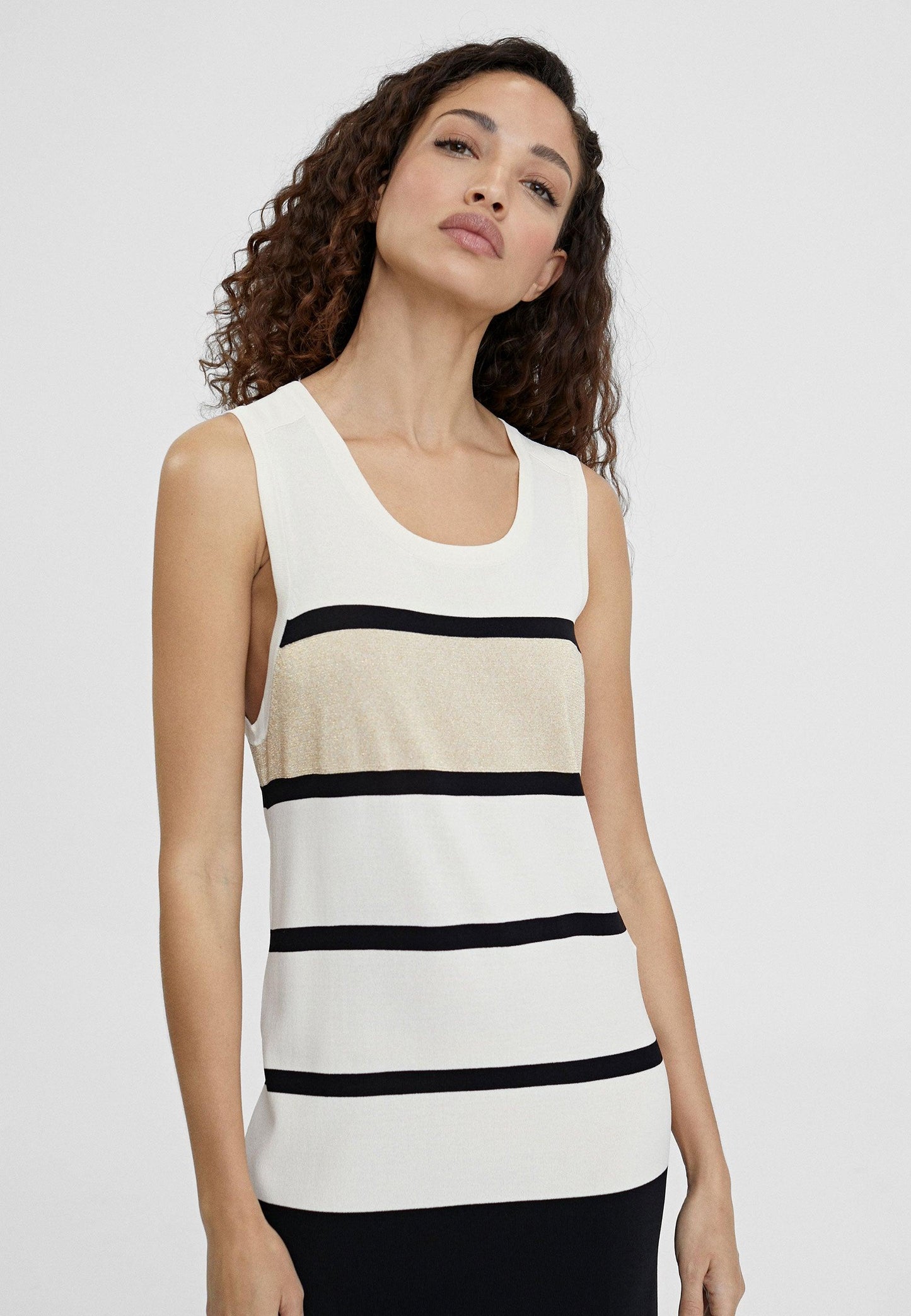 LS2416005-Black-Ecru-Long knit dress