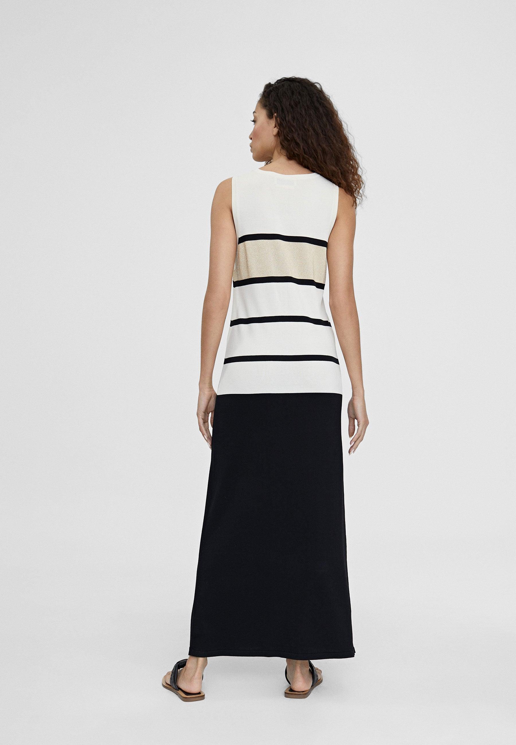 LS2416005-Black-Ecru-Long knit dress