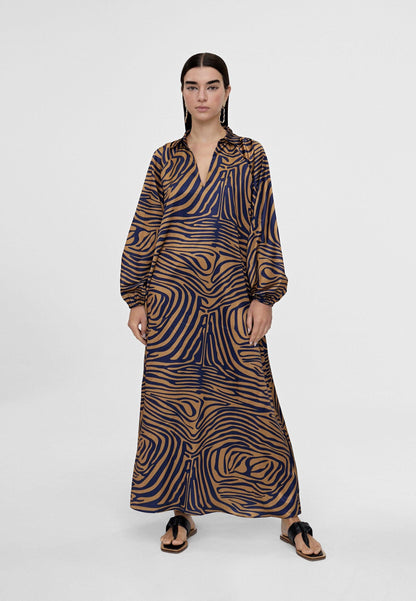 LS2416014-Brown-Blue-Zebra print dress