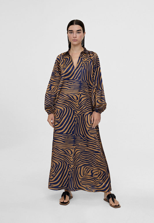LS2416014-Brown-Blue-Zebra print dress