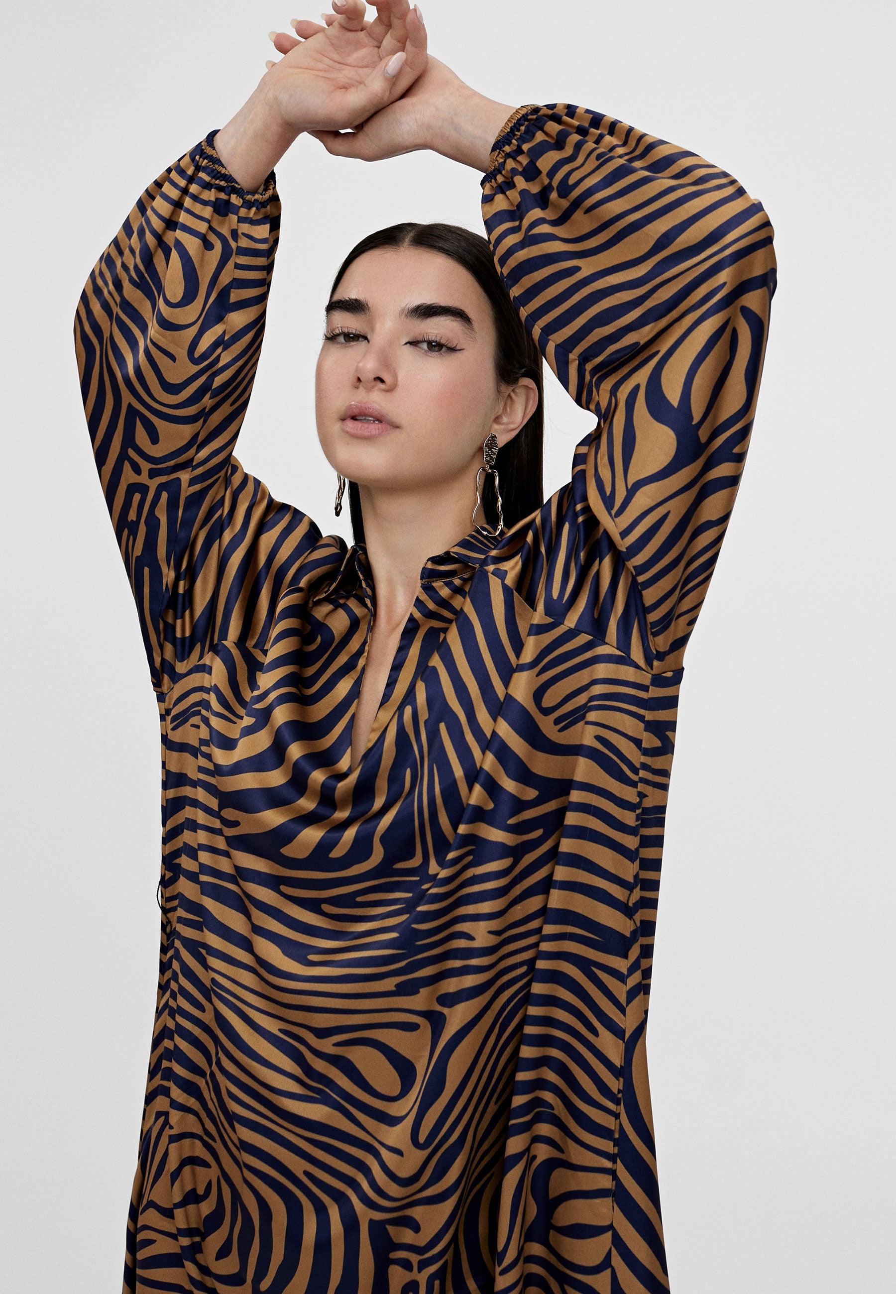 LS2416014-Brown-Blue-Zebra print dress