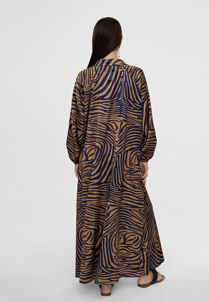 LS2416014-Brown-Blue-Zebra print dress