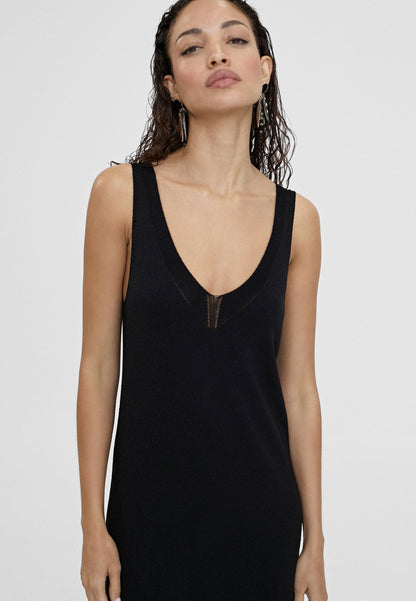 LS2416017-Black-Long knit dress