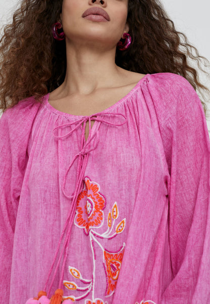 LS2416028-Fuchsia-Long embroidered caftan