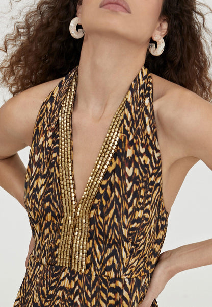 LS2416053-Black-Brown-Animal print halter dress