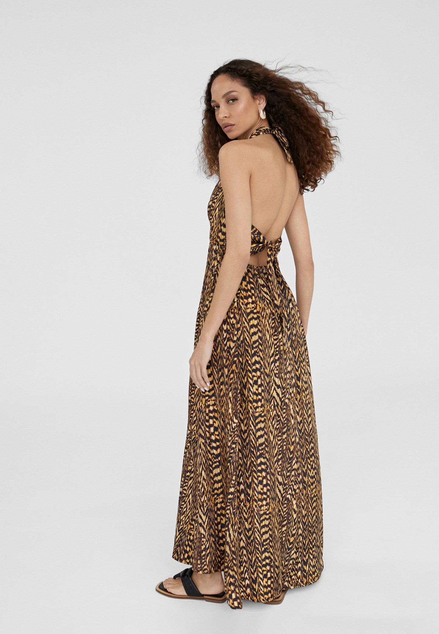LS2416053-Black-Brown-Animal print halter dress