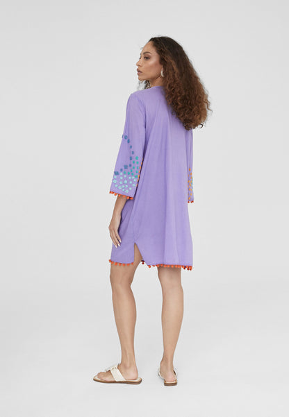 LS2416067-Lilac-Short embroidered caftan