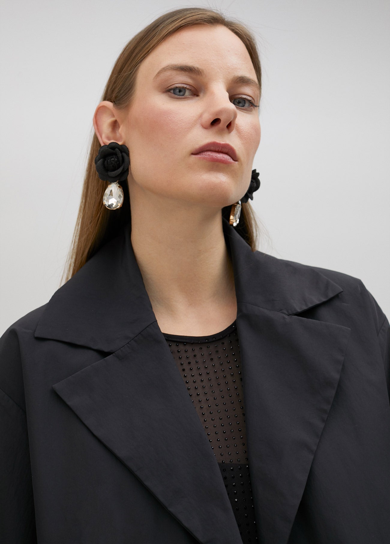 Technical blazer with kimono sleeves