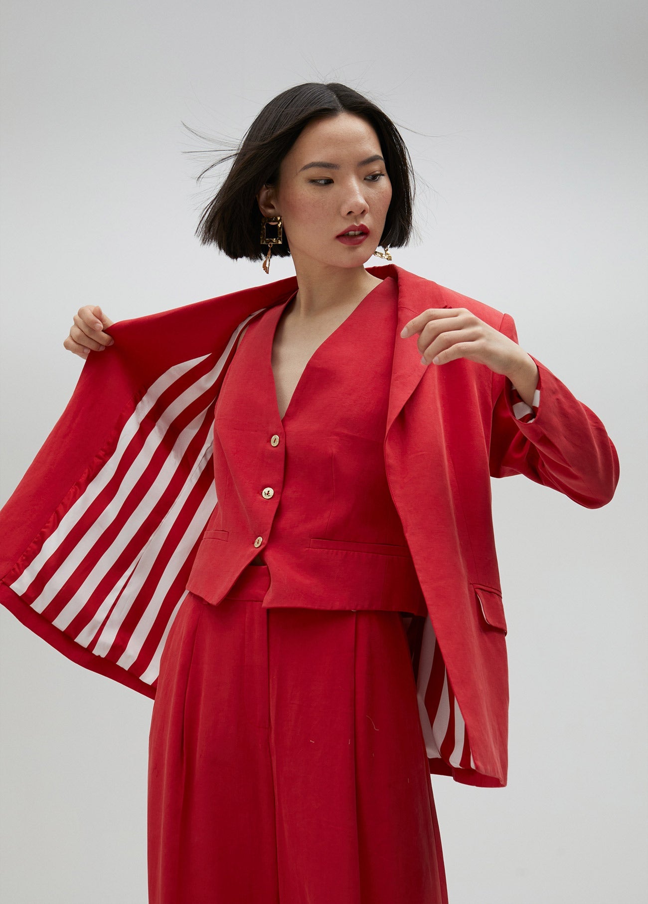 Straight fit tencel blazer