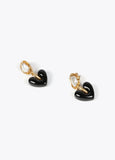 Gold-toned earrings with black heart