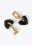 Gold-toned earrings with black heart