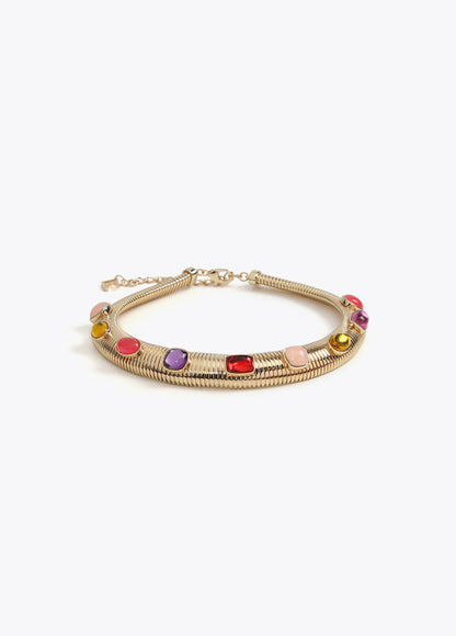 Elastic necklace with rhinestones