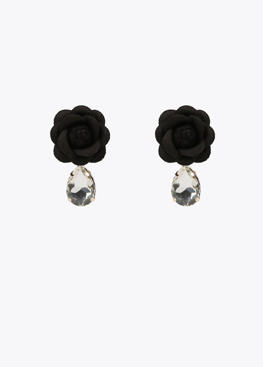 Black flower earrings