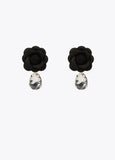 Black flower earrings