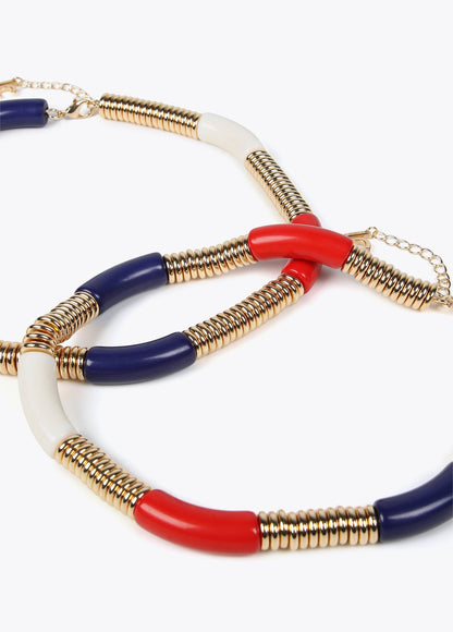 Double necklace with acrylic pieces