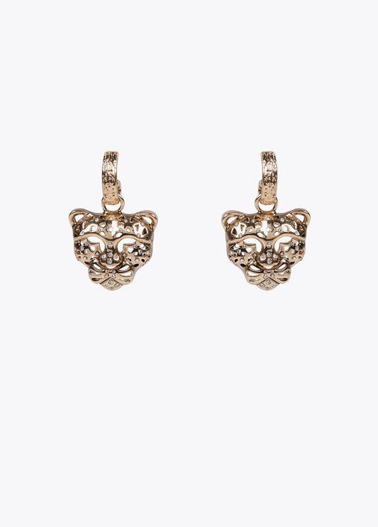 Gold-toned tiger’s head earrings