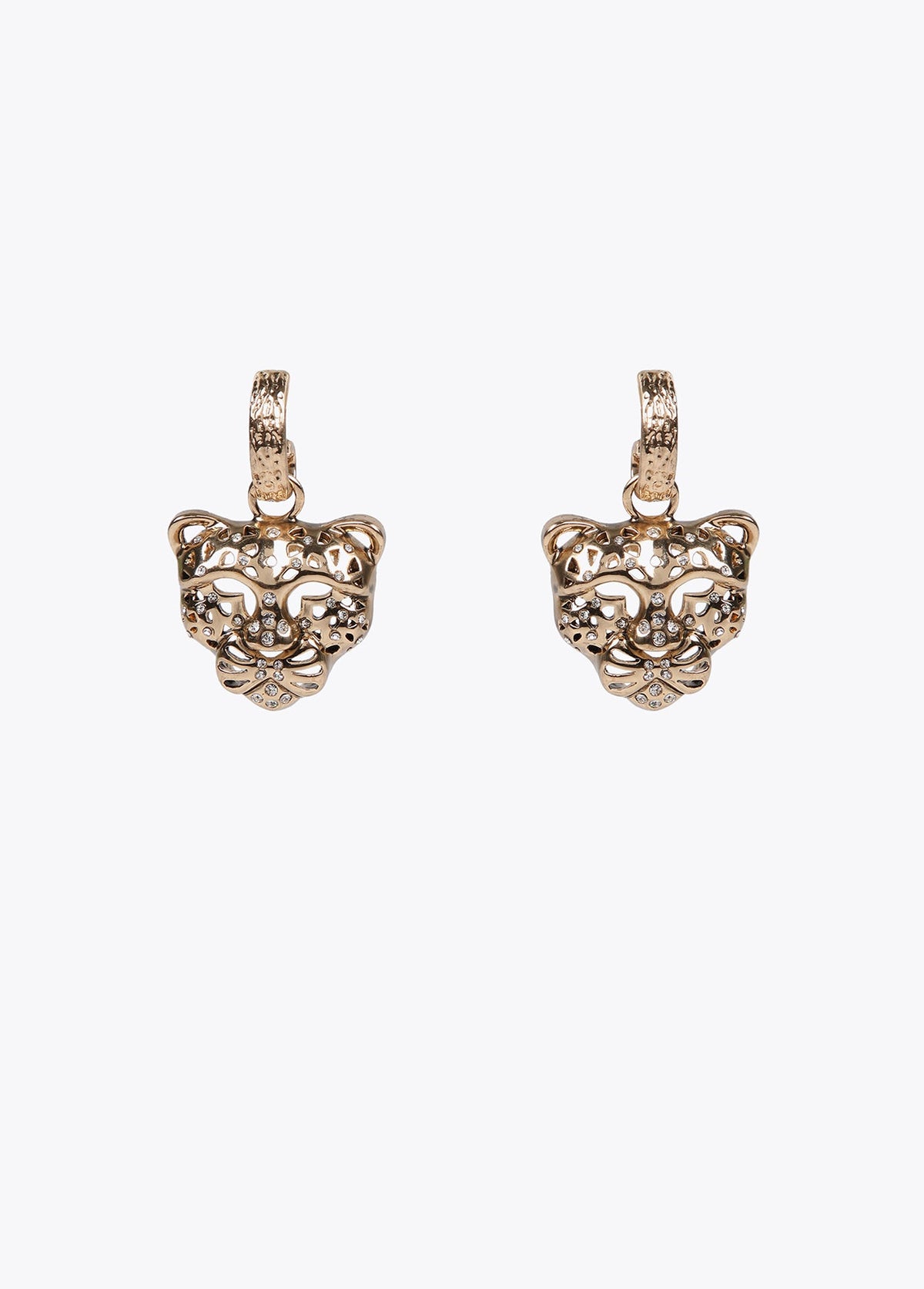 Gold-toned tiger’s head earrings