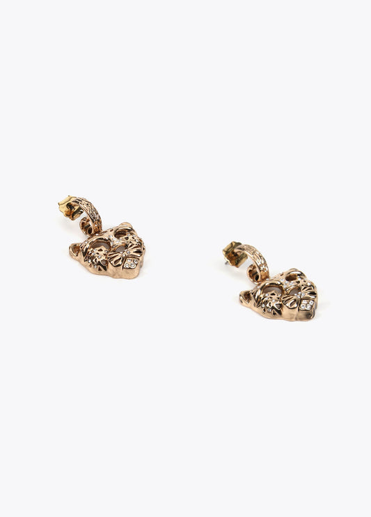 Gold-toned tiger’s head earrings