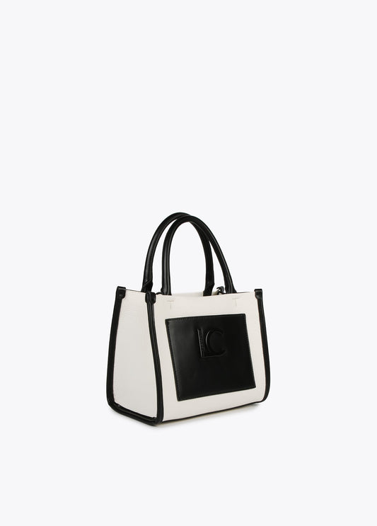 Two-tone faux leather bag
