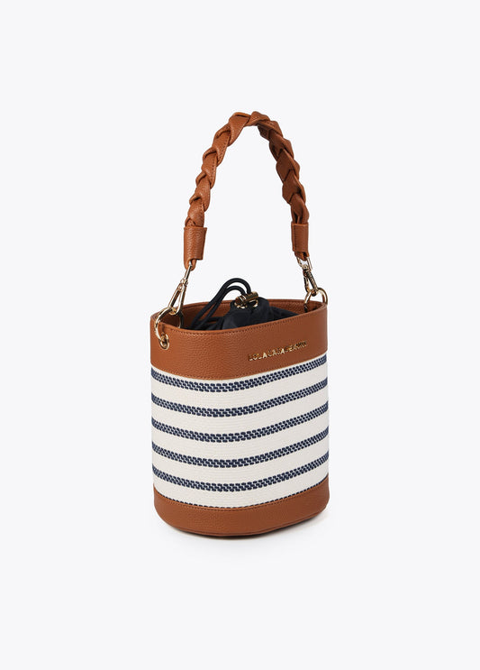 Contrast bucket bag