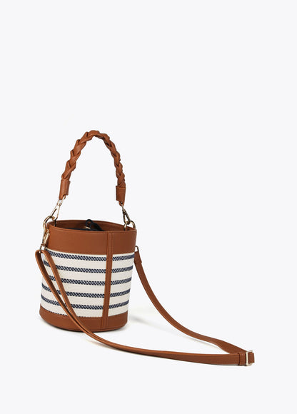 Contrast bucket bag