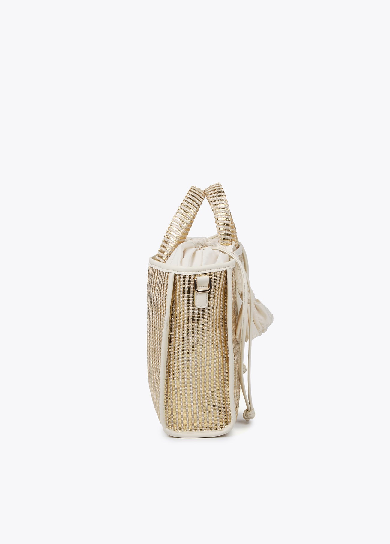 Small metallic raffia-effect tote bag