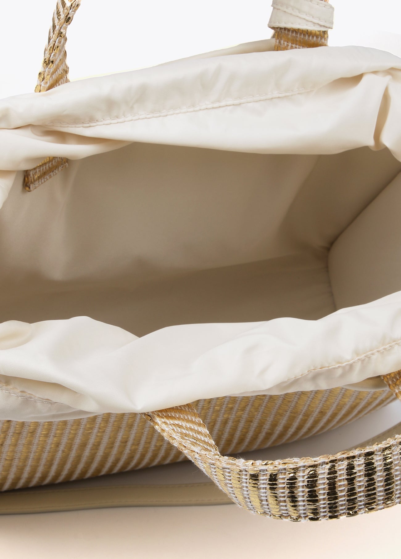 Small metallic raffia-effect tote bag