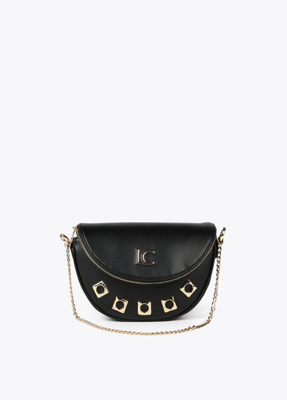 Faux leather belt bag/crossbody bag with square metal eyelets