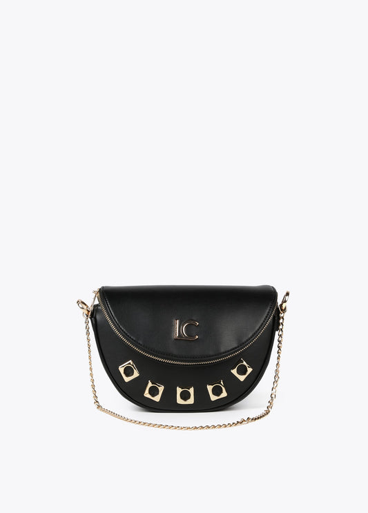 Faux leather belt bag/crossbody bag with square metal eyelets