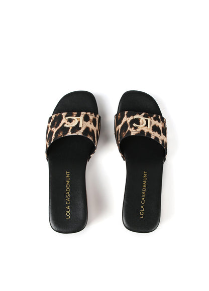 Leopard print fabric clogs