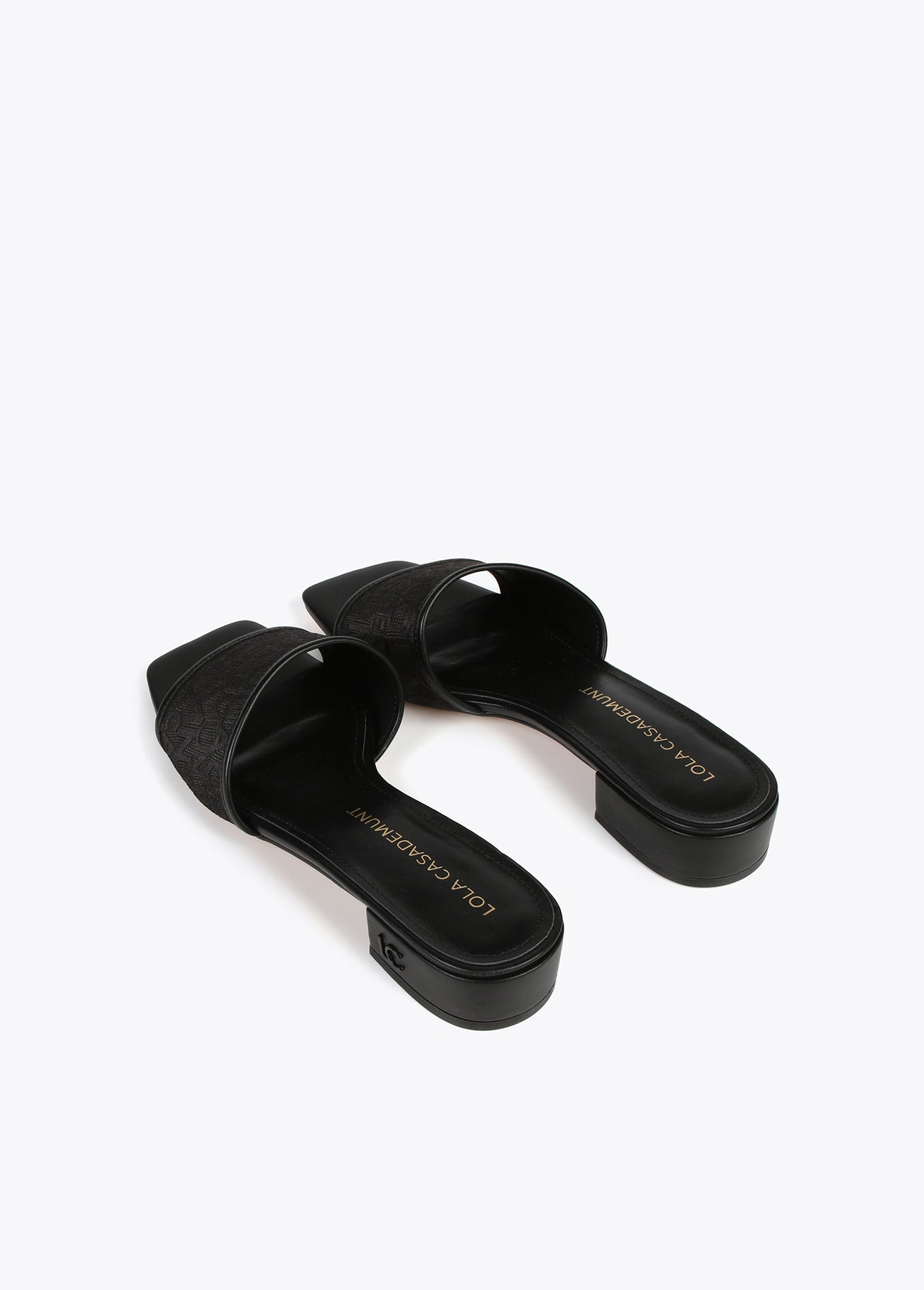 Slider sandals in monogrammed mesh