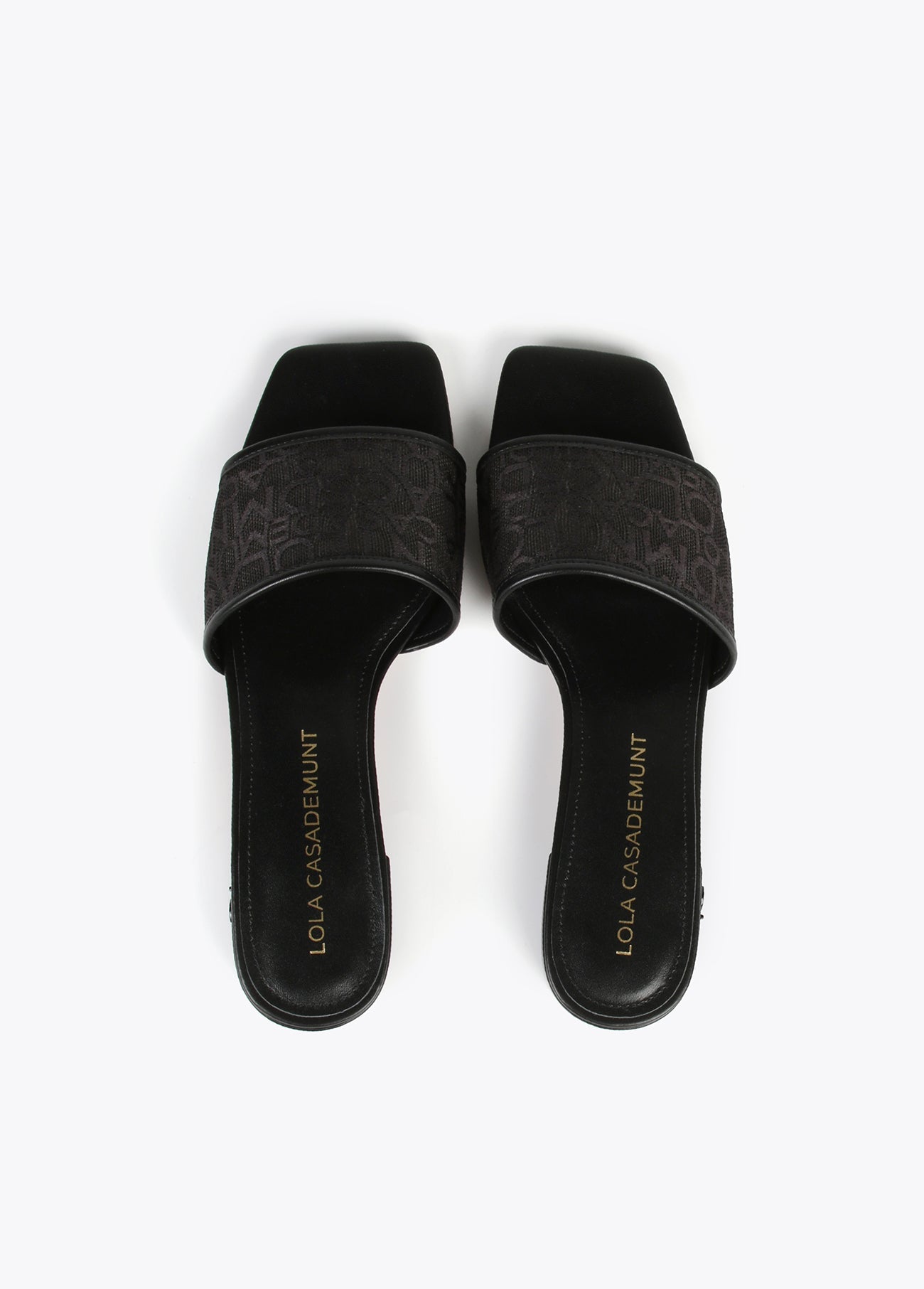 Slider sandals in monogrammed mesh