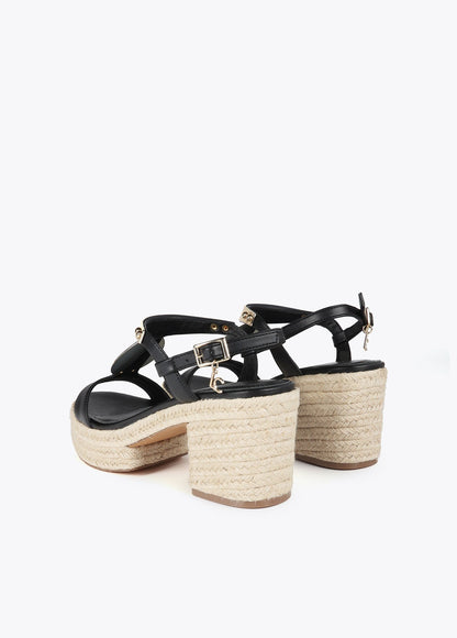 Esparto high-heel sandals with metallic detail