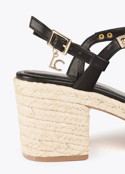 Esparto high-heel sandals with metallic detail