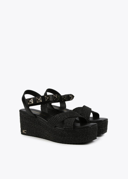 Platform sandals with metal details