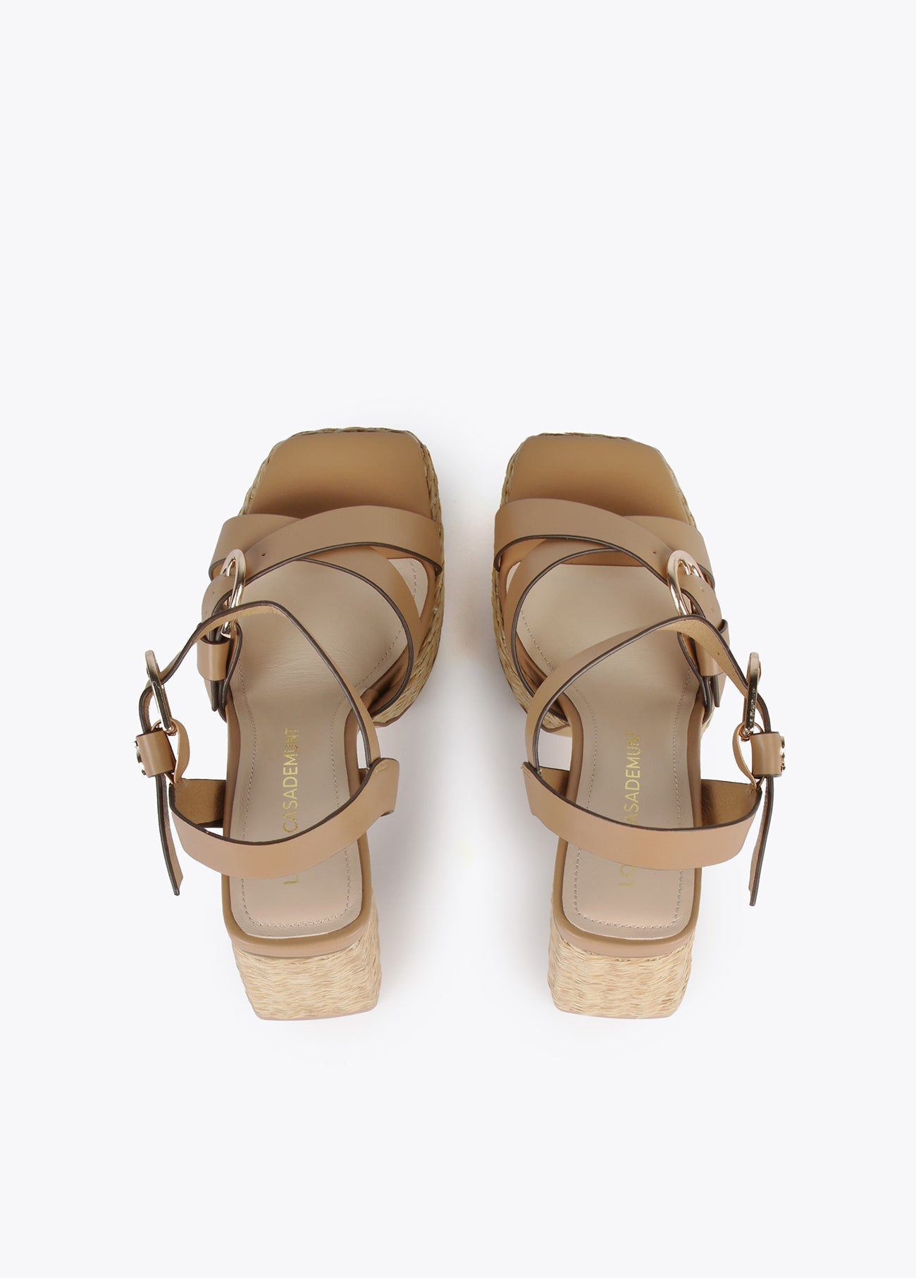 Heeled sandals with buckles