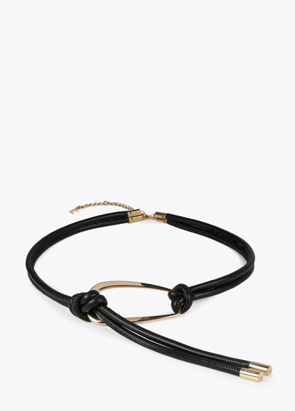 Cord belt with metal piece