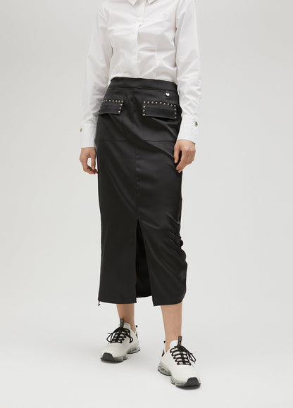 Studded satin skirt