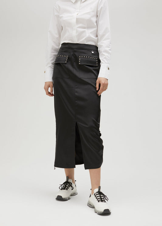 Studded satin skirt