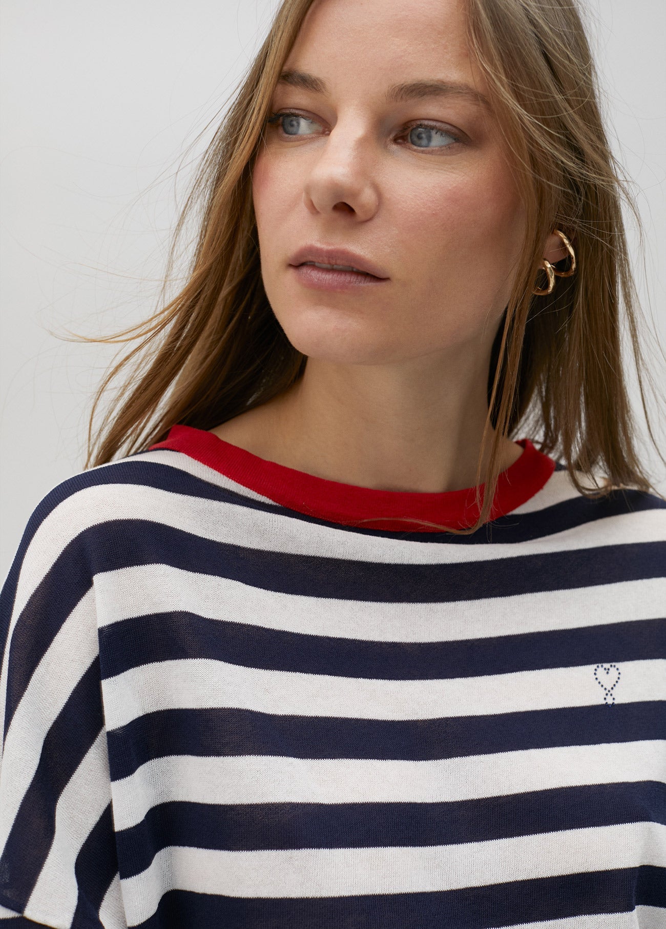 Two-tone striped fine sweater