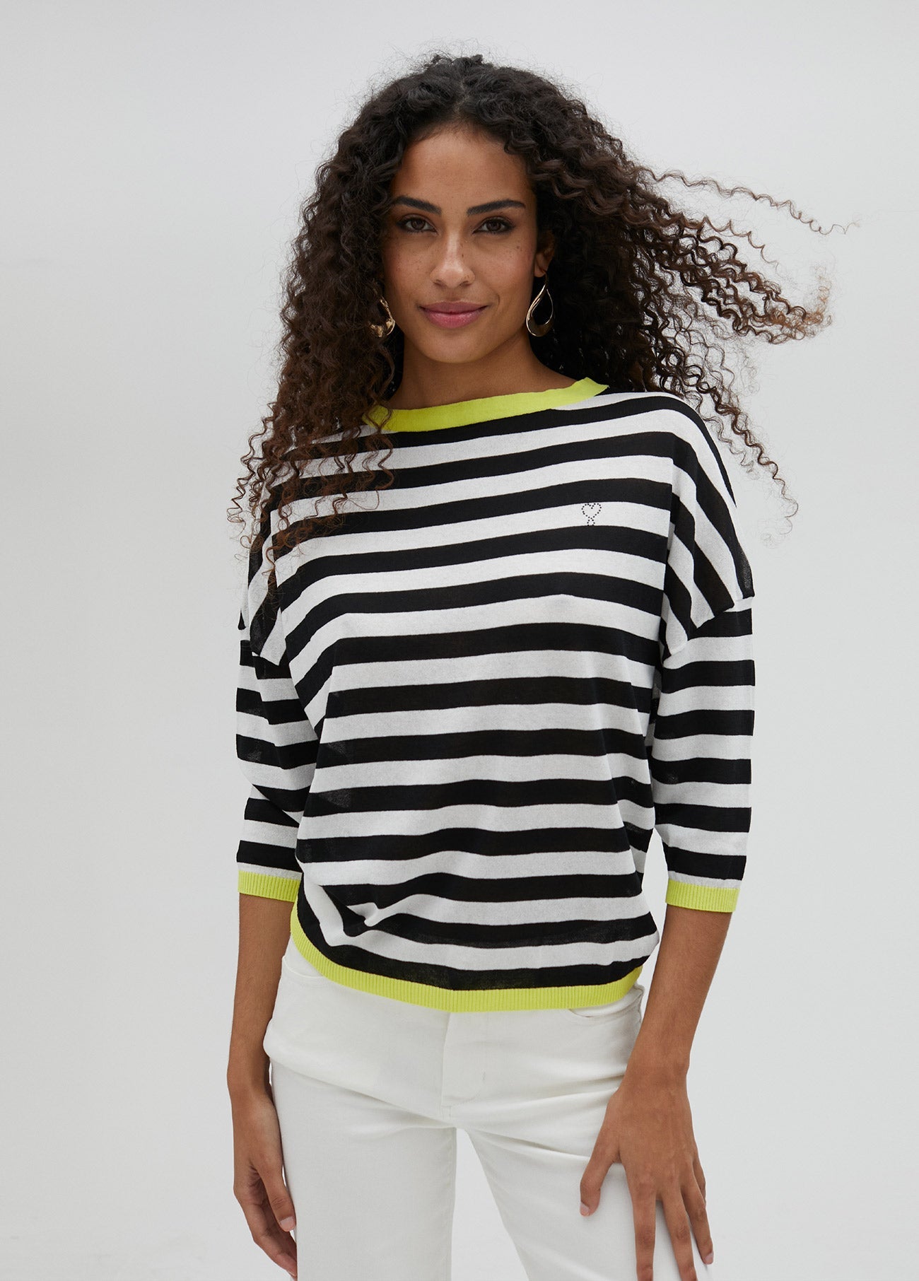 Two-tone striped fine sweater