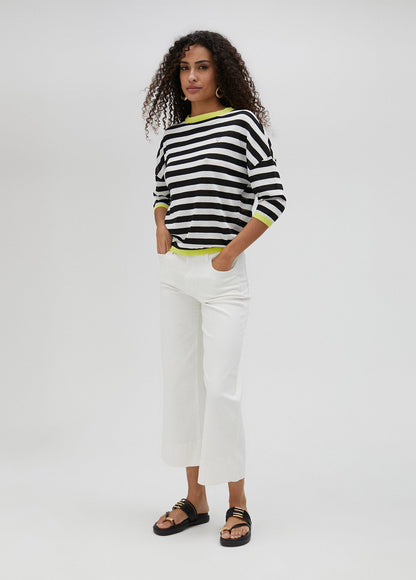 Two-tone striped fine sweater