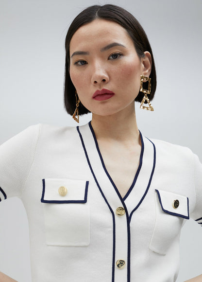 Two-tone short-sleeved sweater