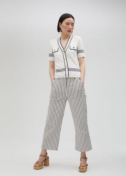 Two-tone short-sleeved sweater