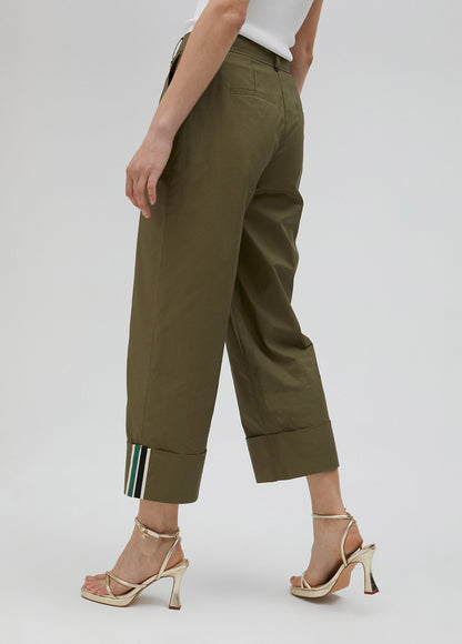 Poplin trousers with turn-ups