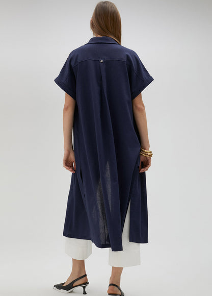 Long oversize blouse with rhinestone detail