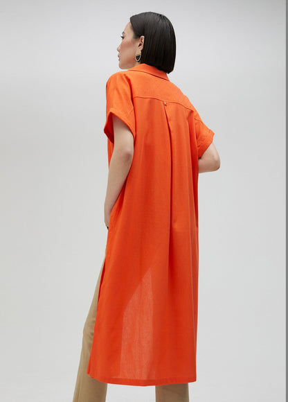 Long oversize blouse with rhinestone detail