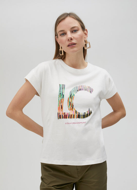 T-shirt with multi-striped logo