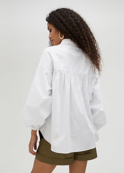 Poplin shirt with elasticated hem